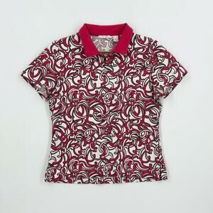 Lizgolf Red Abstract Print‎ Golf Polo - Women's Large